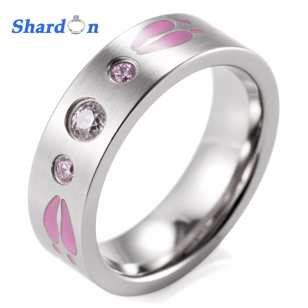 

Unisex 6mm/8mm Blue Deer tracks with Blue CZ stone Titanium Outdoor Wedding Ring