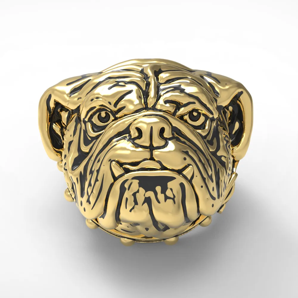 

Men's Stainless Steel Bulldog Pet Dog Ring
