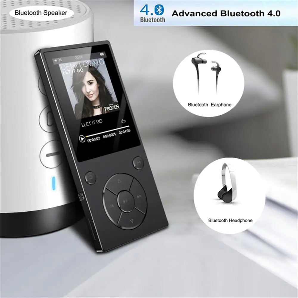 Newest MP3 Player Bluetooth4.2 Built-in Speaker 16GB MP3 Music Player with 2.4 Inch HD Screen, FM, Support SD up to 128GB