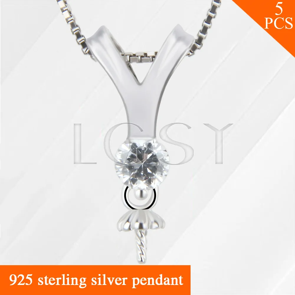 

Necklace pendant jewelry 925 sterling silver Y shape pendant accessories with pearls seat 5pcs