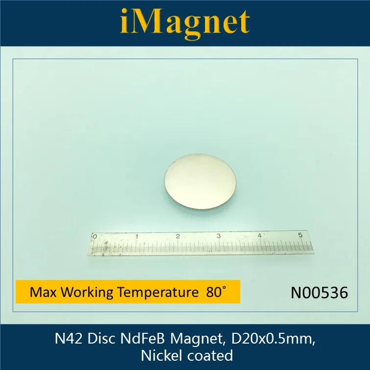 N00536 10 шт. N42 диск редкоземельные неодимовым магнитом, D20x0.5mm, кубовидной неодимовый магнит, магнит для холодильника, магнит на холодильник