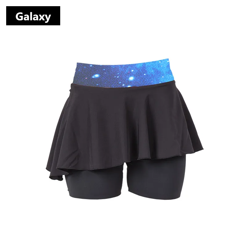 galaxy Женские юбки для бега, шорты для фитнеса, быстросохнущие дышащие двухслойные юбки для девушек, короткая юбка для тренировок в тренажерном зале, женские шорты MP028 - Цвет: galaxy