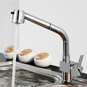

Chrome Brass Pull Out Kitchen Faucet Kitchen Mixer Lead-free Kitchen Tap 360 degree Rotating torneira cozinha