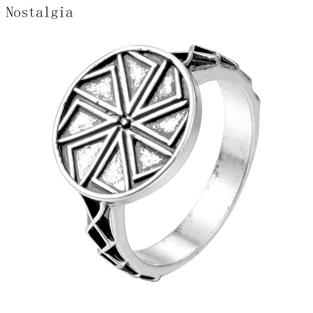 

Nostalgia Slavic Kolovrat Womens Mens Signet Rings Wicca Pagan Men Jewelry Russian Tribal Amulet