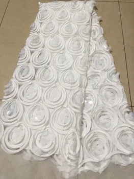 

White Beautiful Design Sequined Embroidered Mesh Lace Fabric For Women Party Dresses Lace African Lace Sequins Good Quality