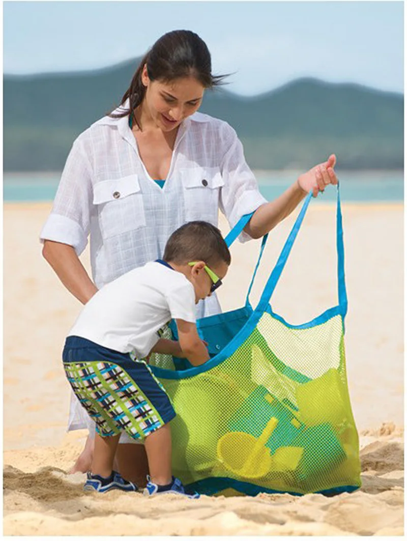 SLPF детская пляжная сумка для переноски, пляжный органайзер для игрушек, большая Сетчатая Сумка для хранения детских игрушек, пляжная сумка