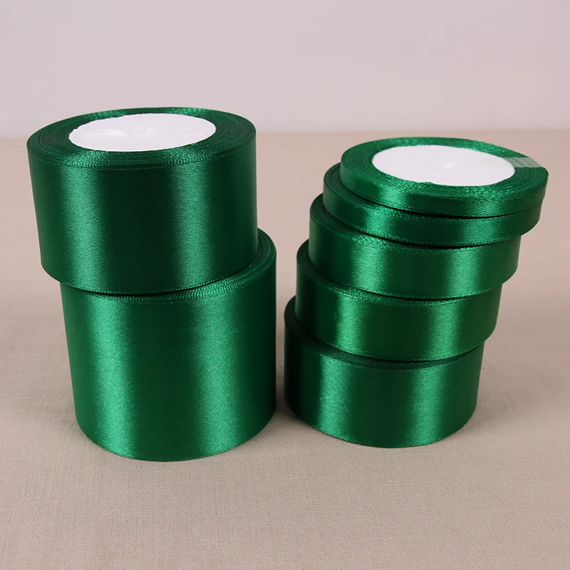 25 Yards Silk Satin Ribbon in Green Wedding Party Home Decoration Gift Apparel Sewing Fabric Bow Material DIY Hair Accessories