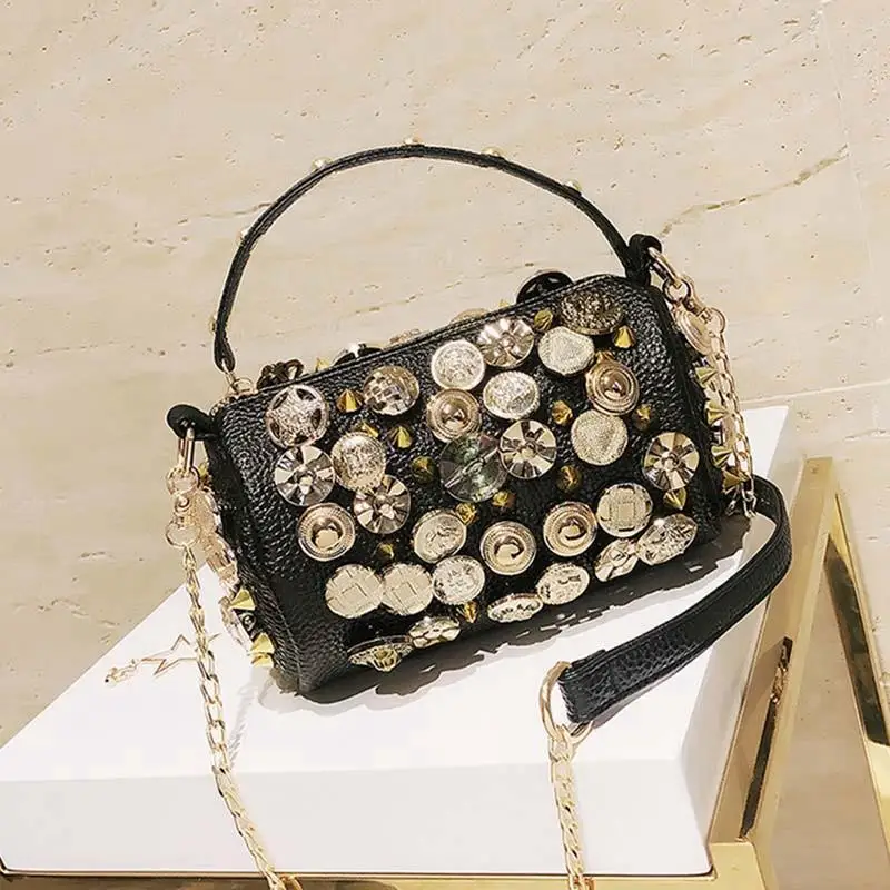 Новинка-новая Индивидуальная сумка на ремне с кисточками, модная сумка в стиле панк с заклепками и пряжкой, сумка на цепочке