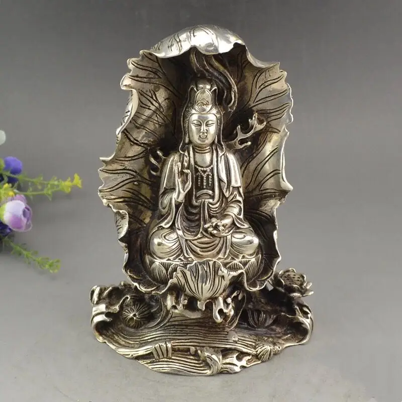 

Antique Bronze copper-nickel plated Bangouin sit lotus lotus leaf