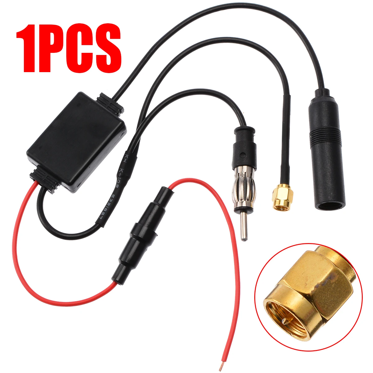 DC 10-15V Universal DAB FM AM Car Antenna Aerial Splitter Cable Digital Radio+Amplifier 88-108MHZ 12-13dB Mayitr