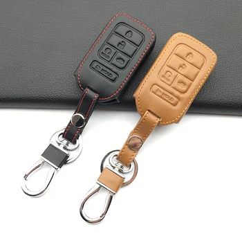 

For Honda /Civic /Accord Pilot 2015 2016 2017 Hot Sale Leather Car Case Cover Remote Key Fob Case 5 Buttons Smart Protect Shell