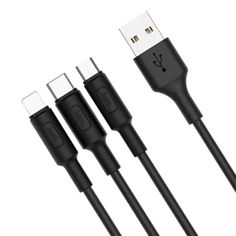 HOCO 1 м 3 в 1 USB зарядное устройство зарядный кабель для iPhone Android телефонов usb type c type-c кабели для мобильных телефонов для iPhone X 8 7 6 горячая распродажа