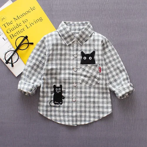 Детская блуза для мальчика, хлопковая рубашка в клетку для маленьких мальчиков и девочек, топы с длинными рукавами, рубашки, модная одежда, 6 стилей - Цвет: As the picture show