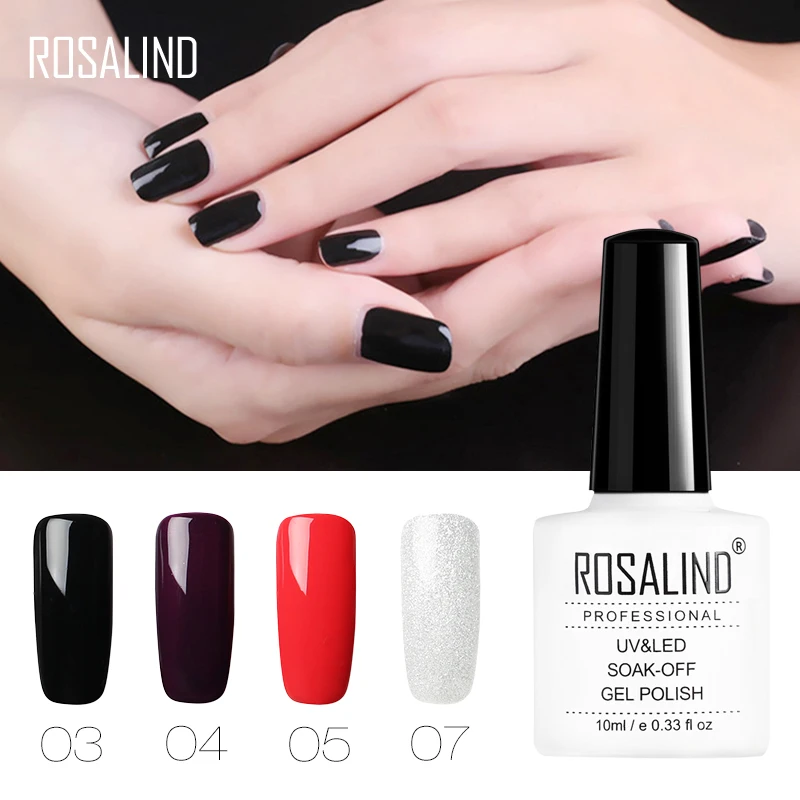 

ROSALIND Nail Polish 10ML White Bottle for Nails 58 Pure Colors Need Base&Top Coat Gel Varnish Long-Lasting Bright Gel Manicure