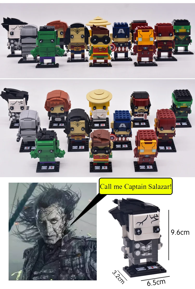 Pikachu DC Brickheadz Dragon Ball Z Brick Headz строительные блоки Marvel Бэтмен Человек-паук Локи Джокер Фигурки игрушки