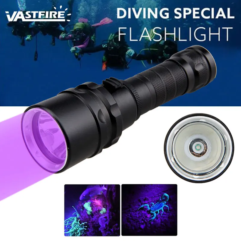 XPE UV 395nm Diver светильник подводный 100 м светодиодный Дайвинг вспышка светильник 10 Вт 365-395nm фонарь+ аккумулятор 18650+ зарядное устройство