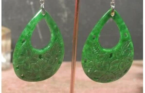 

11.23 Silver Jade Earring Earrings Dangle Teardrop Rose Flower Discount 35%