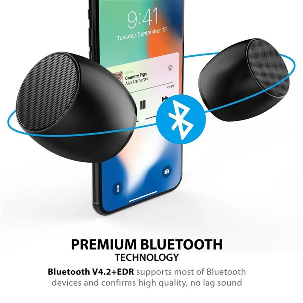 Беспроводной металлический Bluetooth динамик мини стерео двойная карта вставка