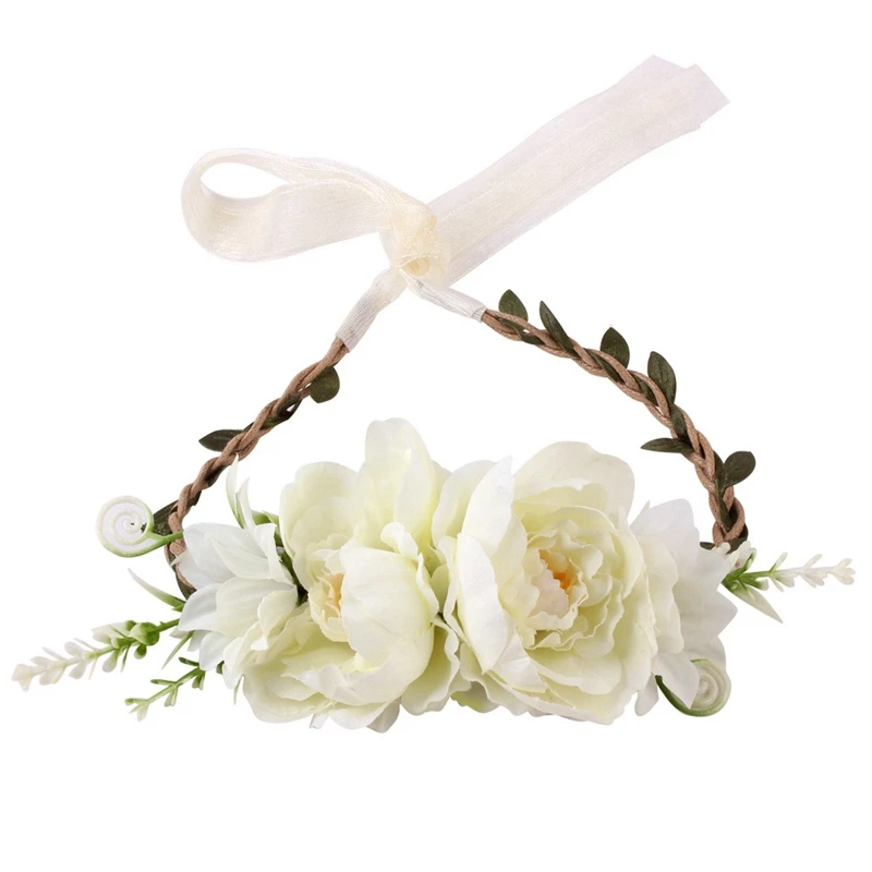 

Bohemian Handmade Garland Headband Artificial Flower Crown Headband Female Girl Beach Wedding Wreath Head