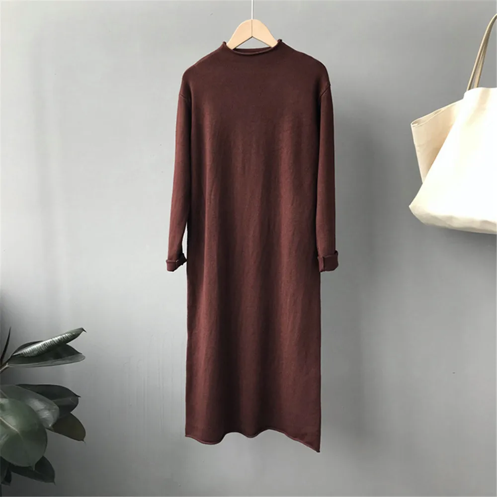 Autumn-Winter Knitted Solid Basic Long Dress 2018 Sexy Bodycon Sweater Dress Long Sleeve All Match Dresses Vestido Z9131 (6)
