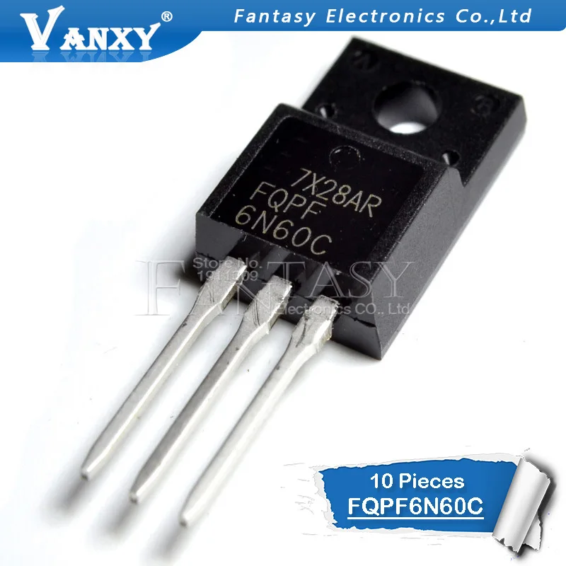 

10PCS FQPF6N60C TO-220 6N60C 6N60 TO220 FQPF6N60 TO-220F new MOS FET transistor