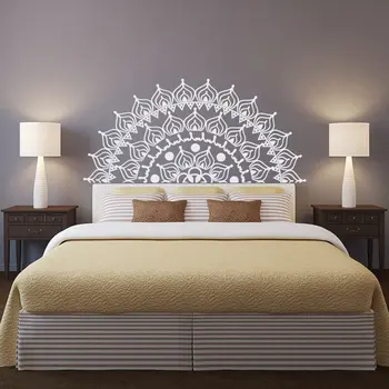 

Vinyl Wall Decal Half Mandala Wall Mural Yoga Lover Gift Home Headboard Decor Half Mandala Design Car Window Stickers MA51