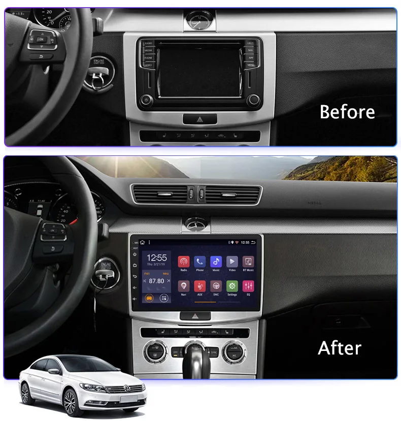  2G RAM 32G ROM Car Radio Multimedia Video Player Navigation GPS Android 8.1 For Volkswagen passat 7