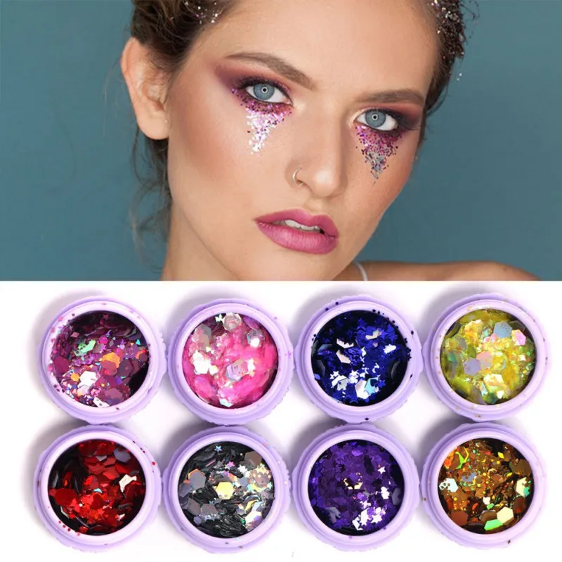 New Sequins Glitter Eye Face Hair Nail Body Shadow 8 Colors Beauty