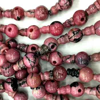 

High Quality Black Lace Pink Rhodonite Pagoda Tee Buddha Head Tibet Guru Beads Fit Jewelry DIY Necklaces (10 Beads/lot)