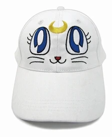 Цена Горячая Сейлор Мун Фиолетовый кот Луна бейсбольная шляпа Мартовский Заяц шляпа от солнца анимация вокруг подарок - Цвет: Белый