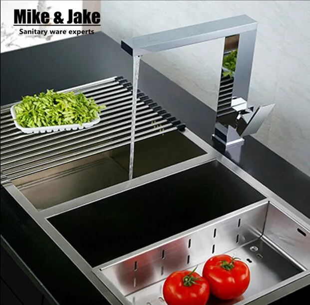  360 rotating Chrome square kitchen faucets square brass sink kitchen mixer water tap Brass Kitchen  - 32681749576