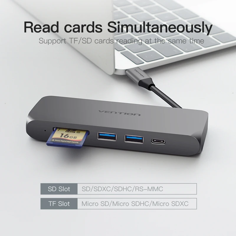 Vention USB HUB C к HDMI SD/TF кардридер Thunderbolt 3 адаптер для MacBook Samsung Galaxy S9 Huawei P20 Pro Type