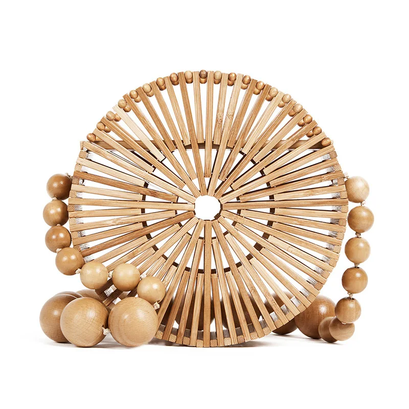 New Women Round Bamboo Bag Acrylic Hollow Out Straw Handbag Summer Holiday Vacation Beach Wicker Shoulder Bag Hand-made New Women Round Bamboo Bag Acrylic Hollow Out Straw Handbag Summer Holiday Vacation Beach Wicker Shoulder Bag Hand-made