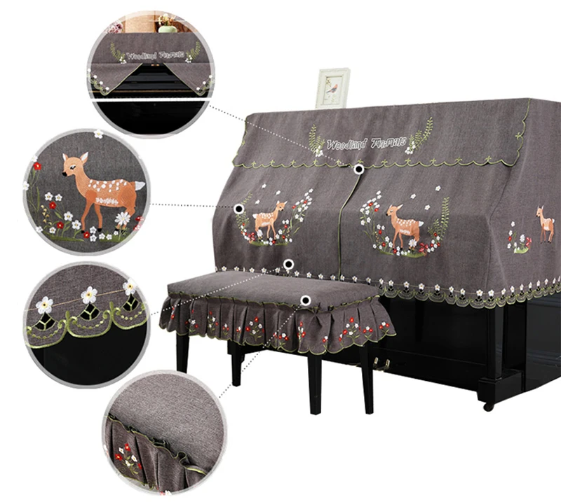 Половина скатерть на пианино со стулом крышка Стиль содержит натуральный Сельский в европейском стиле на шнуровке с вышивкой в виде птицы пыленепроницаемый полный салфетка на фортепьяно