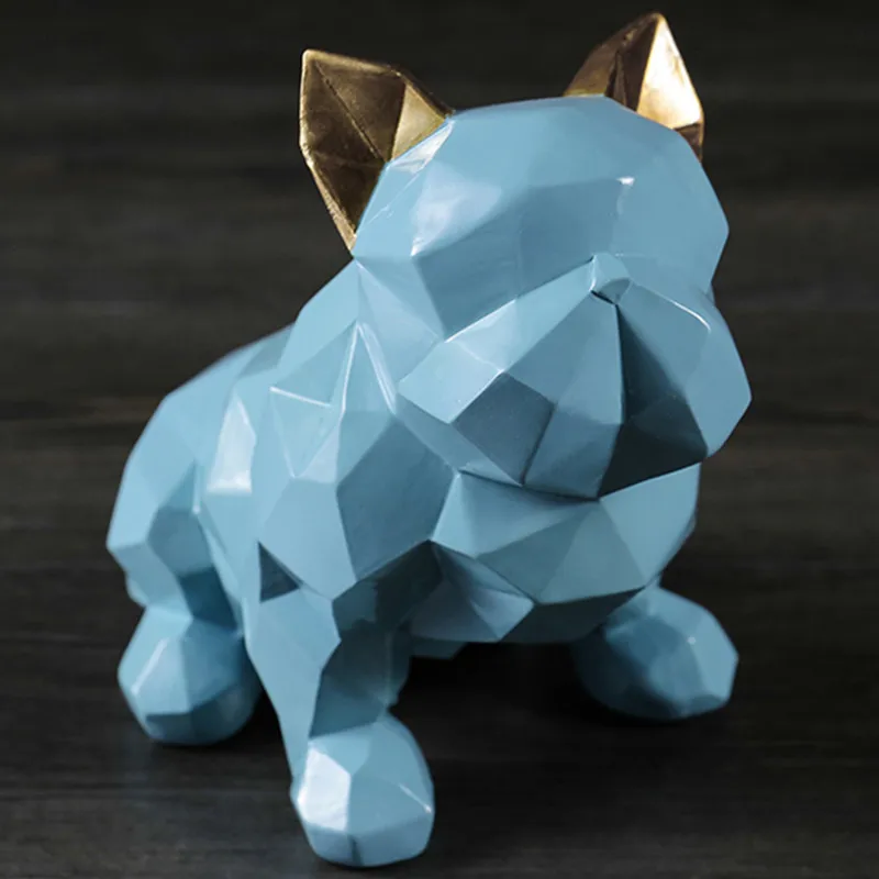 European Style Geometry FRENCH BULLDOG Simulation Animal Figurines Fashion Children Bedroom Desktop - 33044370164