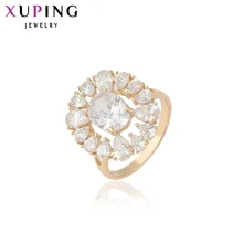 11.11 Xuping Luxury Ring Flower Design Charming Gift Women Gold Color Plated Synthetic CZ Christmas Jewelry High Quality 12454