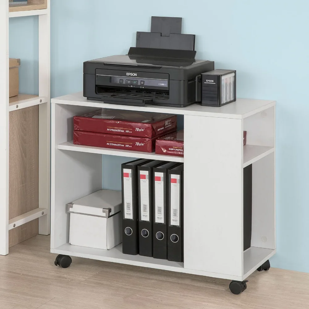 SoBuy FBT34,Side Table End Table Coffee Table Lamp Table Storage Shelves, 2 Tiers Bookcase on Wheels Living Room Furniture