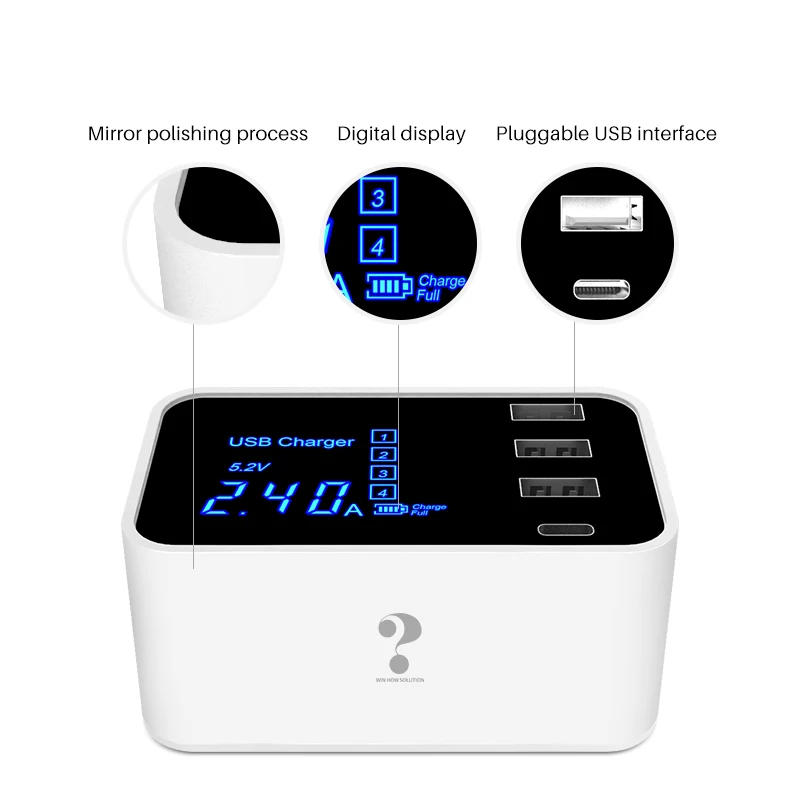 fast charging Type C USB Charger LCD Display Smart Charger HUB Travel Mobile Phone Wall adapter For iPhone Samsung Xiaomi Meizu fast charging Type C USB Charger LCD Display Smart Charger HUB Travel Mobile Phone Wall adapter For iPhone Samsung Xiaomi Meizu