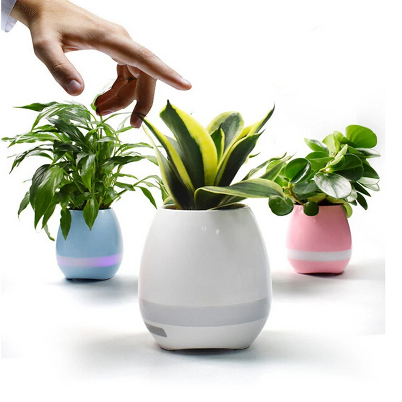 

Intelligent Wireless Speaker Mini Bluetooth Smart Music Flowerpot with Colorful LED Light Music Box Touch Control Piano Decor