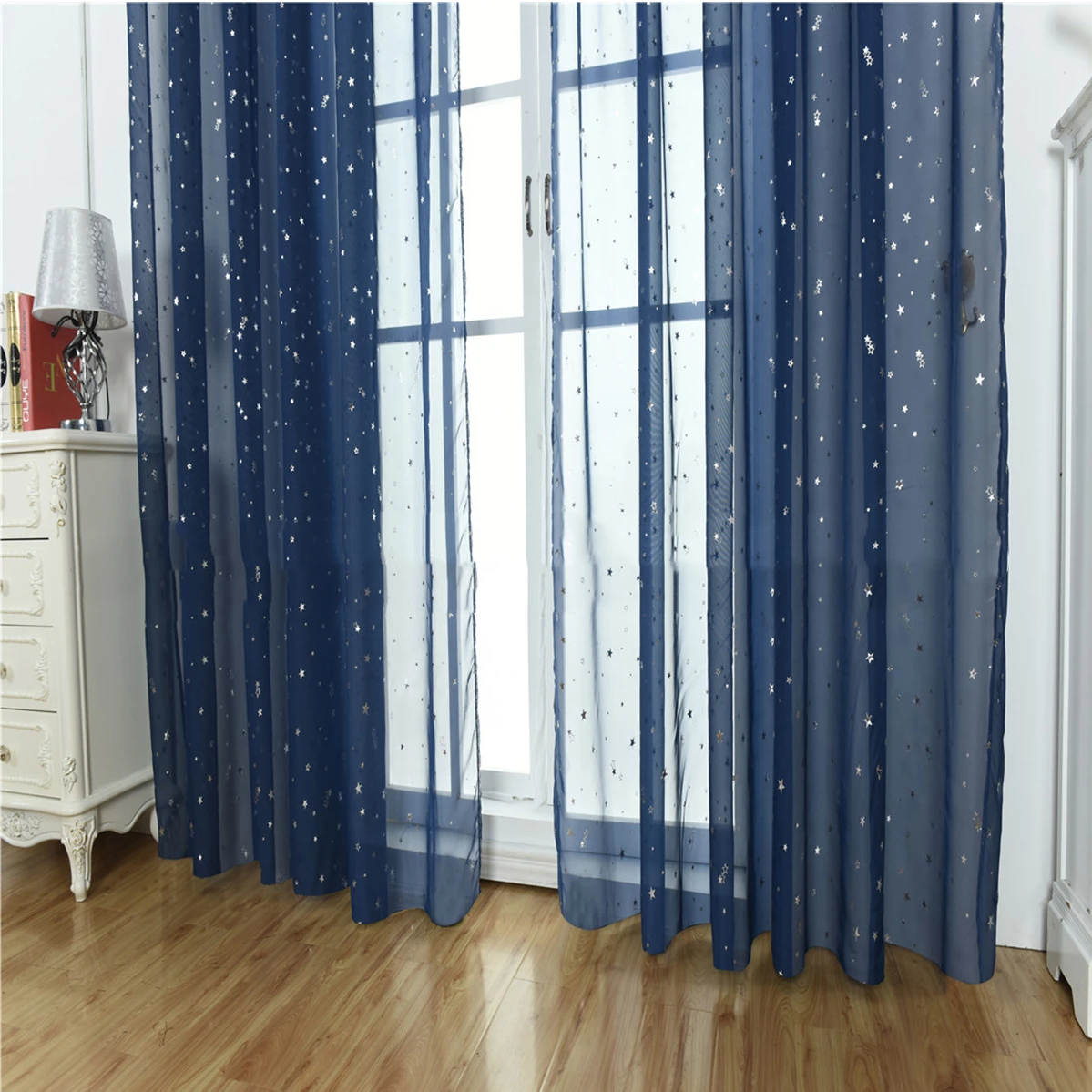 

1 Panel Gauze Star Curtains for Bedroom Living Room Curtain Kid's Room Curtain La Cortina Del Apagon Cortina Para Sala 100*270cm