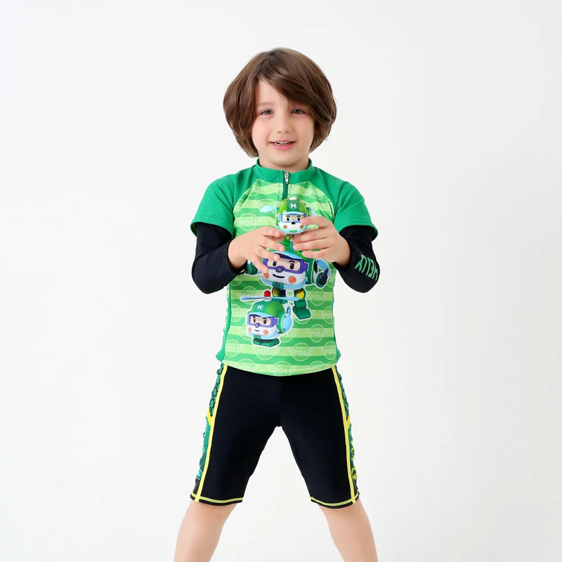 Boy's Separates Swimsuits 3pcs/set Long Sleeves Shirt+Trunk Children