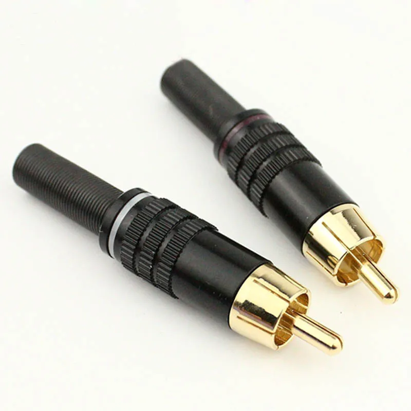 100pcs High Quality RCA Adapter Audio and Video Cable Connector Audio Plug Black Gold plated