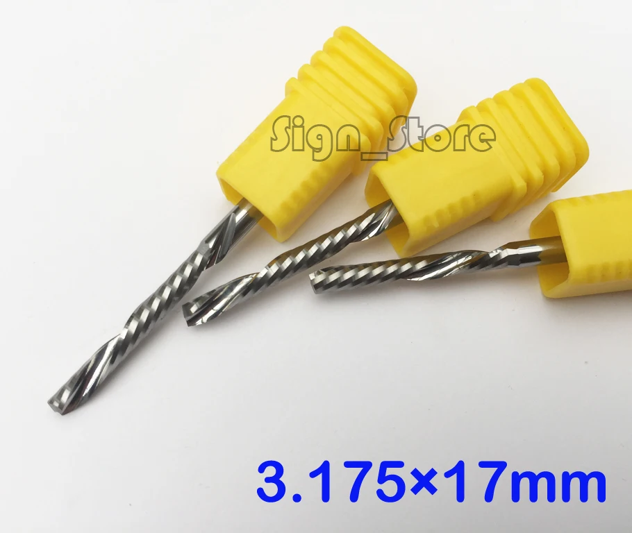 10pcs 3.175x17mm Single Flute down cut spiral endmills, left hand