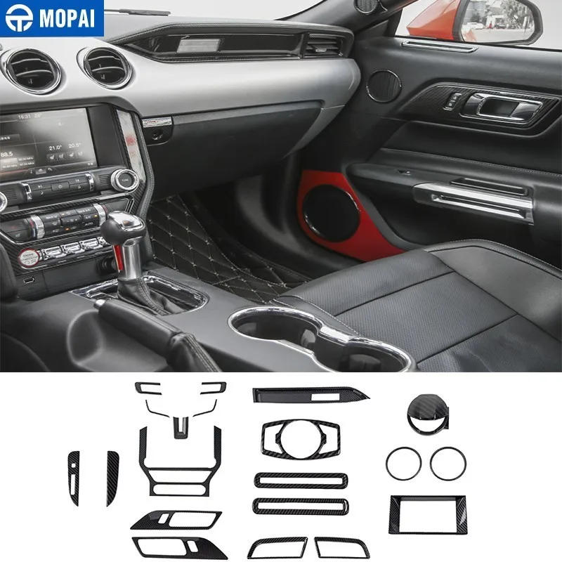 

MOPAI Interior Mouldings Kit Carbon Fiber Grain Car Interior Decoration Cover Kit Sticker Accessories for Ford Mustang 2015-2017