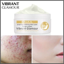 VIBRANT GLAMOUR Snail Face Cream Aloe Treatment Acne Scar Shrink Pores Facial Cream Anti-Aging Wrinkle Moisturizing Repair Cream