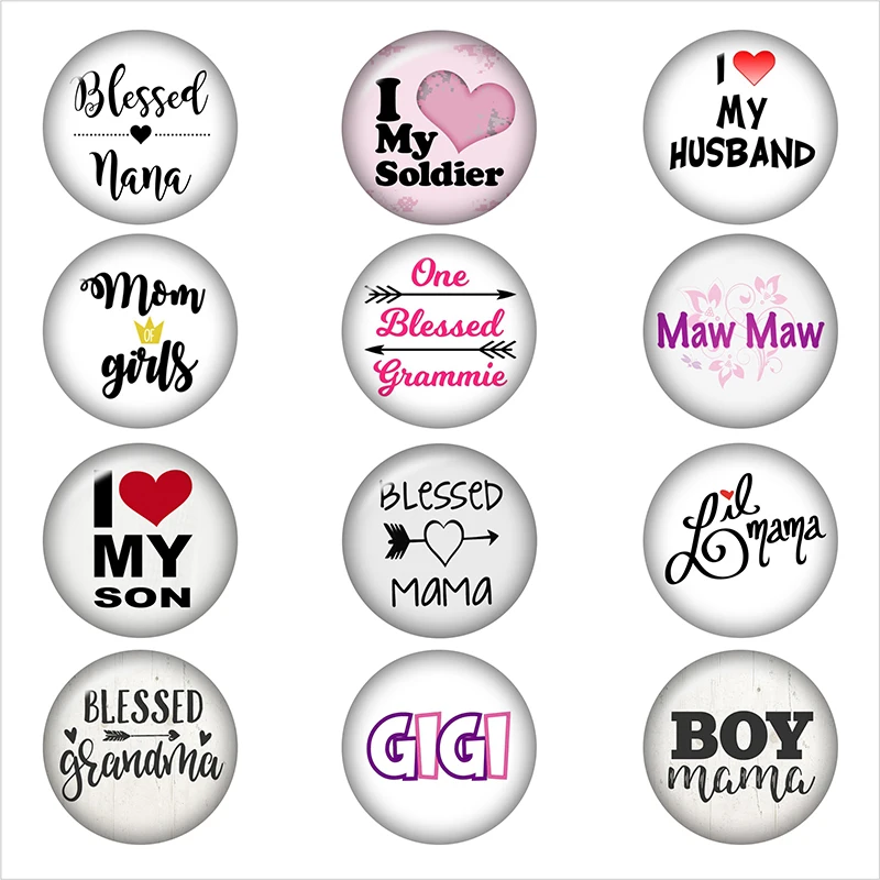 MOM BLESSED NANA GIGI SON glass snap button DIY jewelry Round photo cabochons flat back DA1229  Украшения и | Отзывы и видеообзор