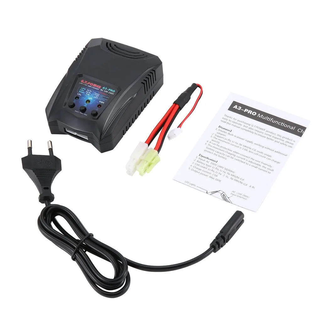 

G.T.Power A3 Pro 2A 16W AC Intelligent Charger For 2-3S Lipo LiFe 4-8S NiMH NiCd Battery with EU/US Plug