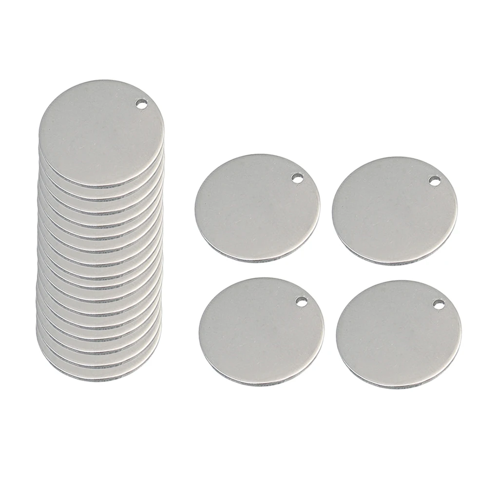 20 Pieces Metal Flat Round Circle Blank Coin Stamping Charms Tag Pendants Engrave Disc Coins Multiple Sizes Family Member Gift