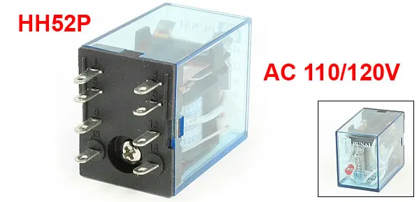 HH52P AC 110/120V Coil DPDT 8-Pin 8P Electromagnetic Power Relay
