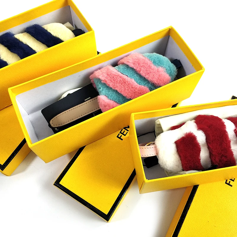 

PTSLAN 2018 Pattern Ice Cream Popsicle Rex Rabbit's Leather And Fur Pendant Ornaments Bag Hanging Drop Genuine Key Buckle P4493